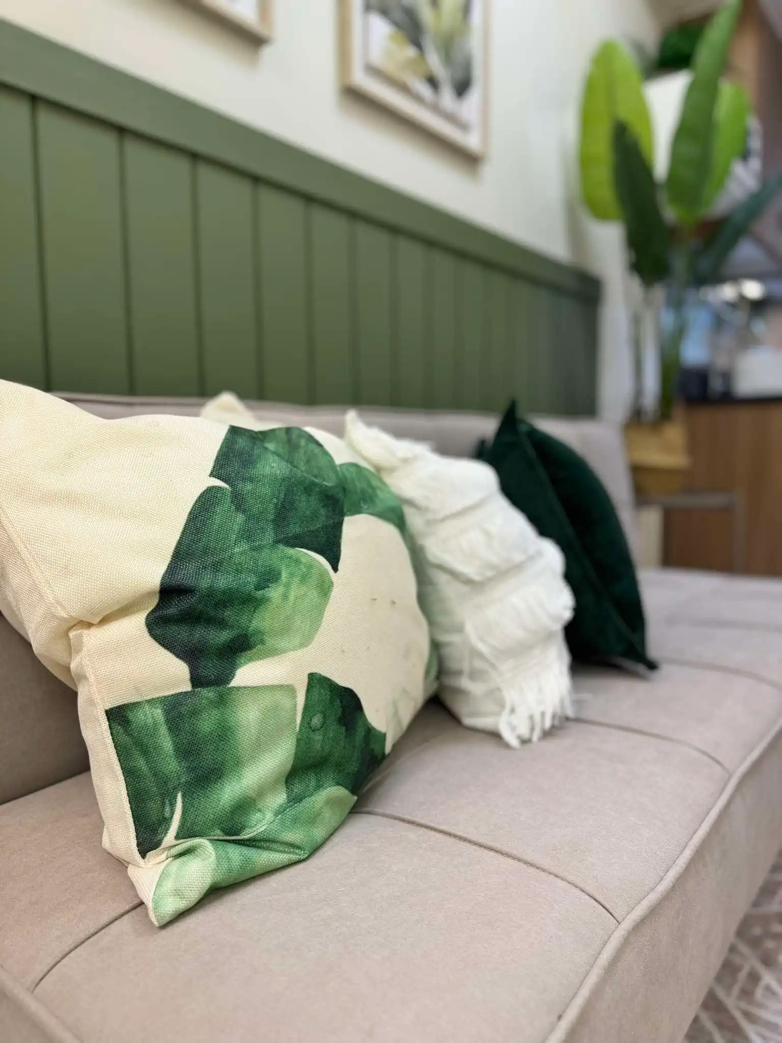 Sofa & Pillow in Tropical Oasis Luxe Moodboard of Same Day Full Interior Furnishing